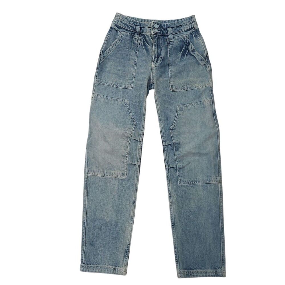 Anthropologie Pilcro The Wanderer Jeans Womens 25 Blue Relaxed Utility Boho